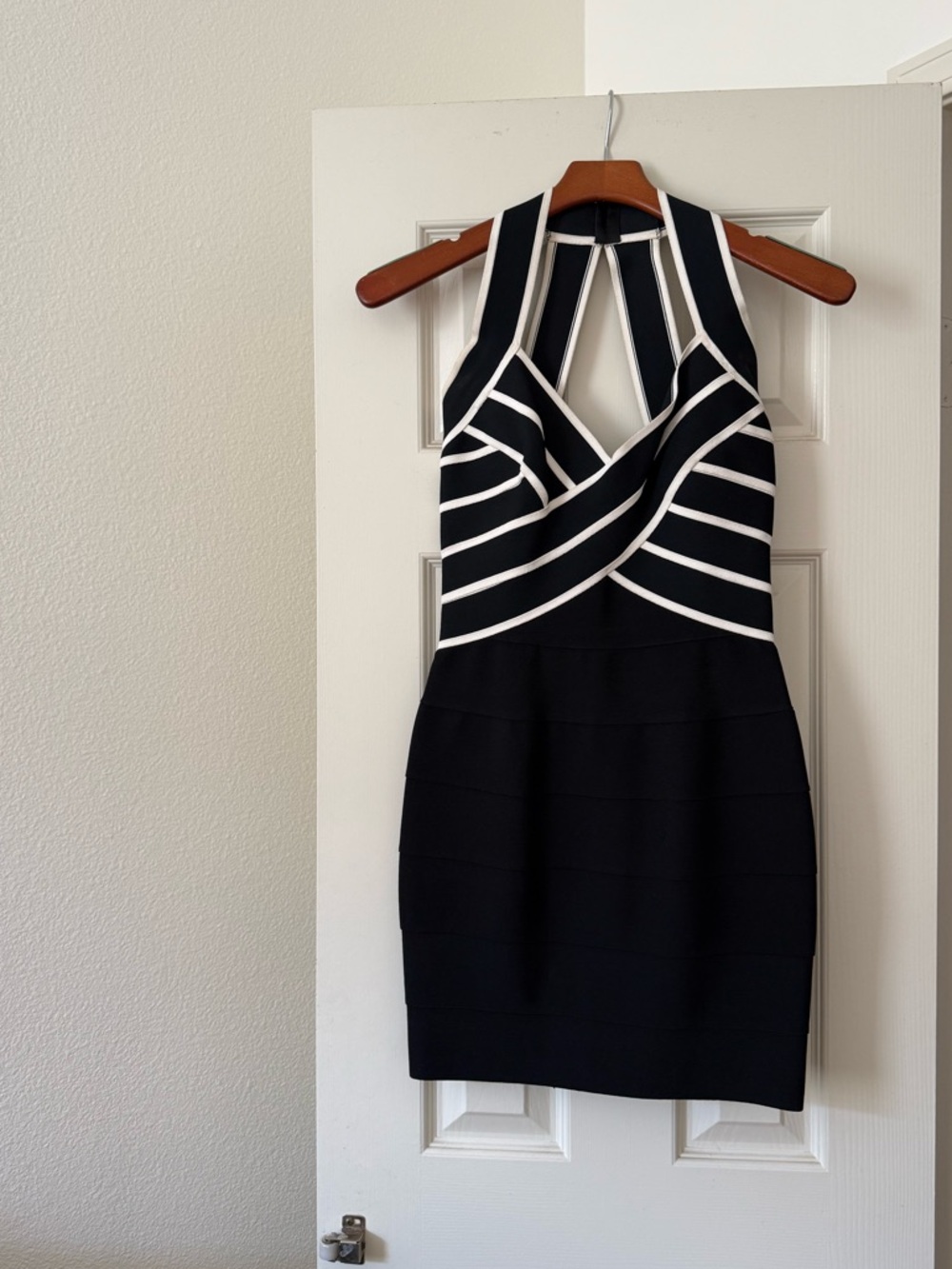 VINTAGE Herve Leger COUTURE! black and white bodycon dress from the 1990s. XS. - Picture 5 of 9